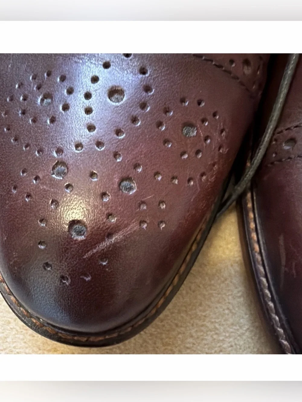 Joseph Abboud Men's Burgundy Leather Brogue oxford Dress Shoes 9.5 good cond